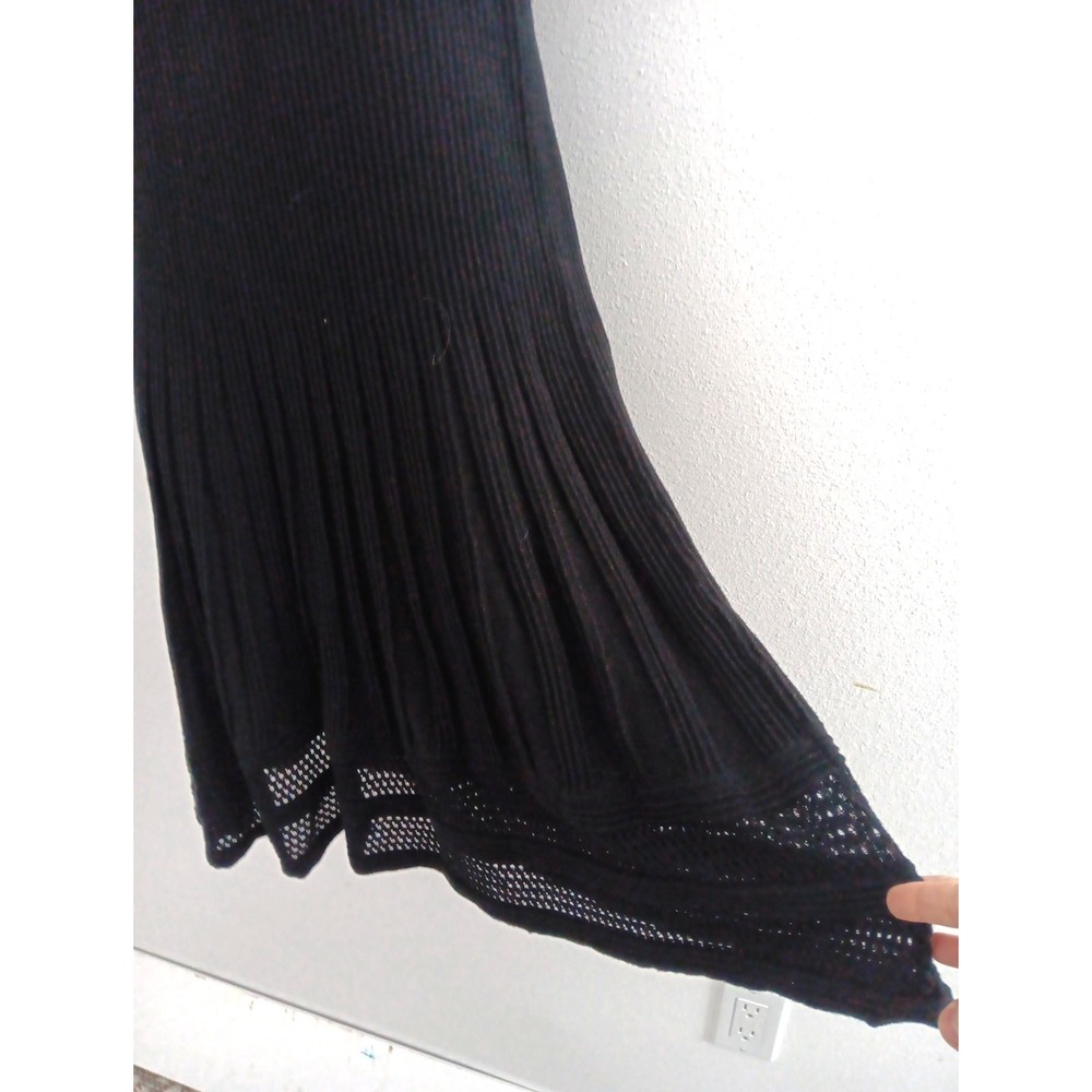 Max Studio SMALL Knit Sweater Dress Cotton Midi Black Fit Flare‎ Office Siren - Picture 3 of 12